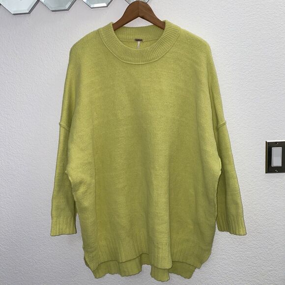 Free People Peaches Slouchy Oversize Sweater Tunic Celery Neon Green Size Small - Picture 6 of 12